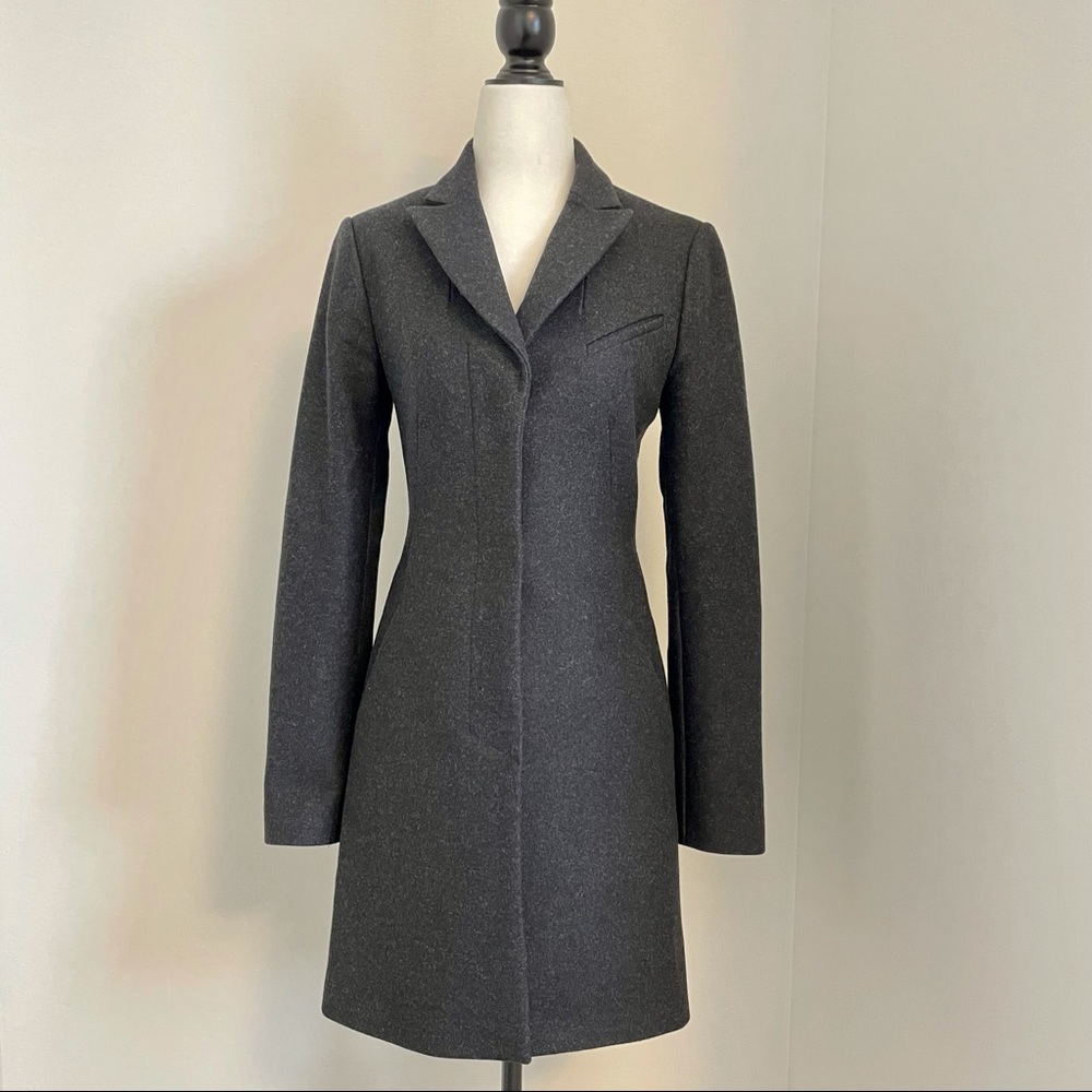 AllSaints Dark Gray Wool Blend Tailored Coat